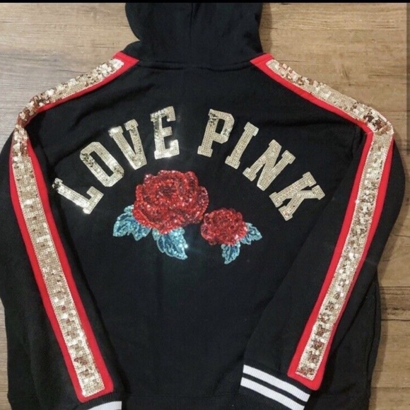 Victoria’s Secret Pink Bling Hoodie Fashion Show Roses - Picture 1 of 3